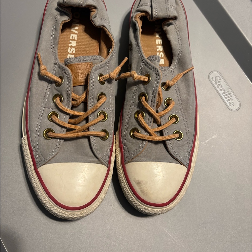 Converse Gray All Star Sneakers with Red Accents